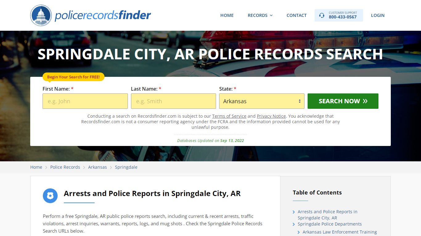 SPRINGDALE CITY, AR POLICE RECORDS SEARCH - RecordsFinder